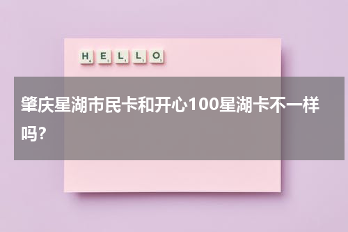 肇庆星湖市民卡和开心100星湖卡不一样吗？