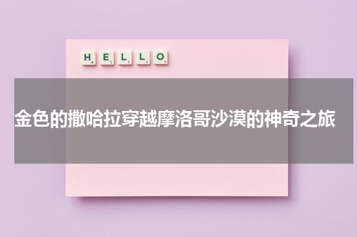  金色的撒哈拉穿越摩洛哥沙漠的神奇之旅