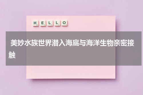  美妙水族世界潜入海底与海洋生物亲密接触