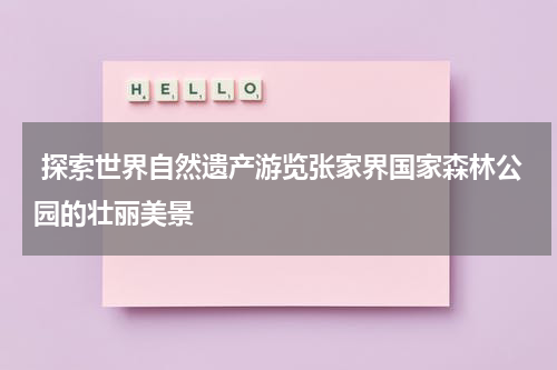  探索世界自然遗产游览张家界国家森林公园的壮丽美景